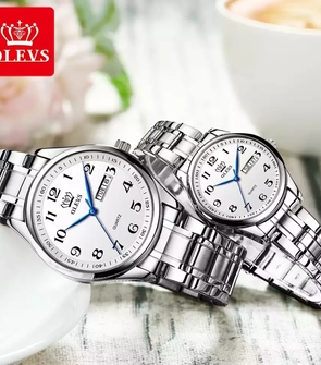 OLEVS 5567 Couple Silver White