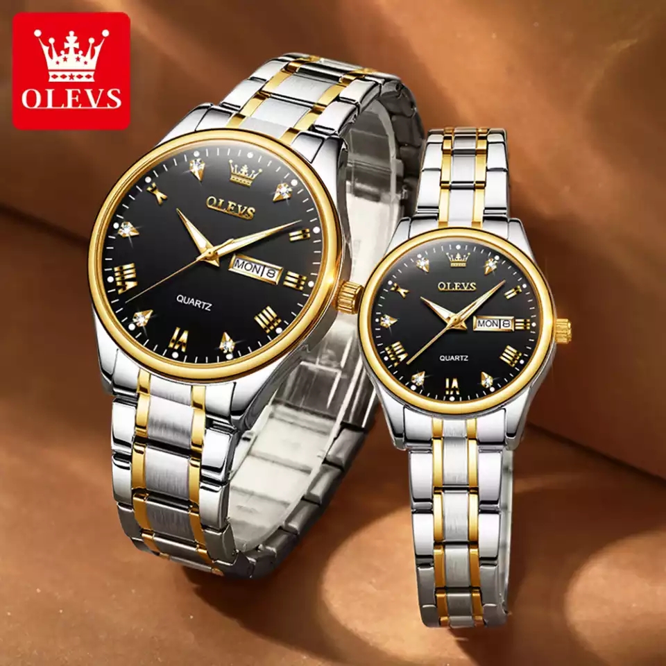 OLEVS 563 Couple Silver Gold Black