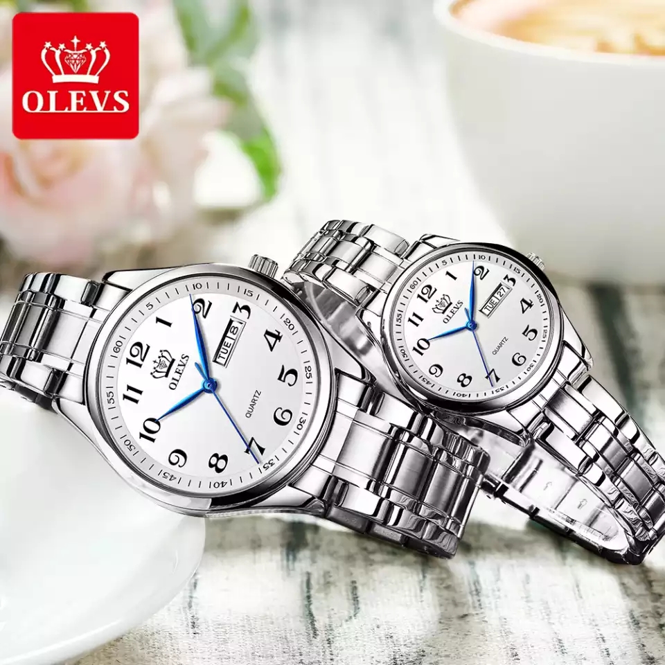 OLEVS 5567 Couple Silver White