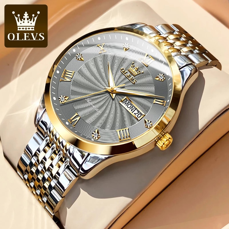 OLEVS 6630 Mens Silver Gold Ash