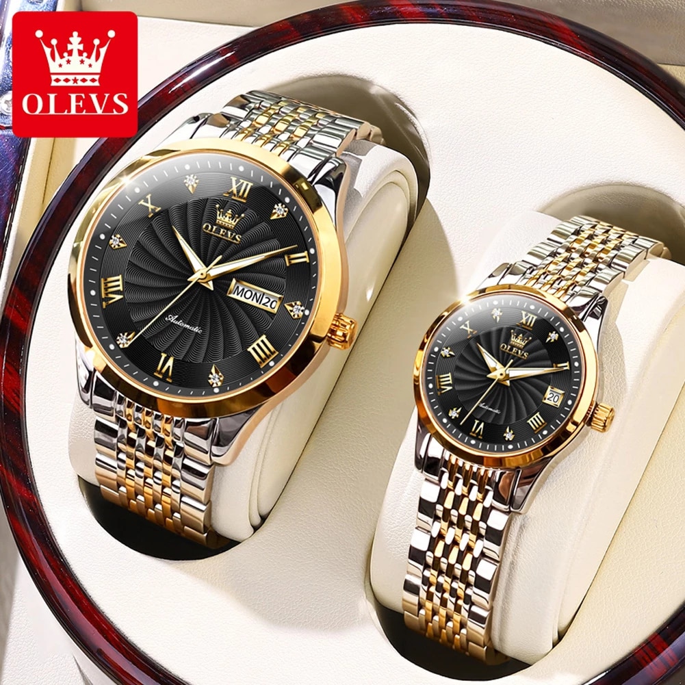 OLEVS 6630 Couple Silver Gold Black