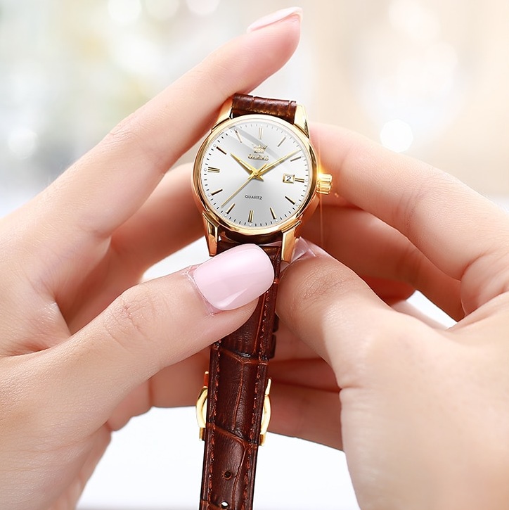 OLEVS 6898 Ladies Coffee Gold White